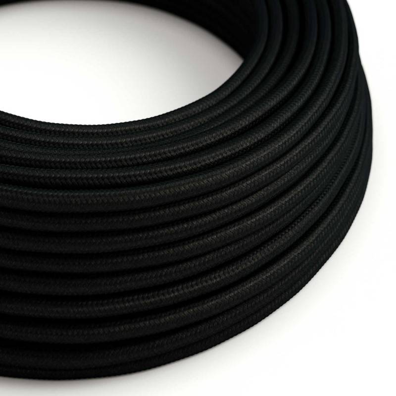 Round 3 Core Electrical Cable Covered with Rayon in Solid Black - XZ3RM04 - Uneeka